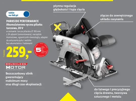 Akumulatorowa ręczna pilarka tarczowa Parkside Performance promocja w Lidl