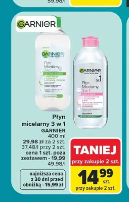 Płyn micelarny 3 w 1 Garnier Skin Naturals do skóry wrażliwej promocja w Carrefour
