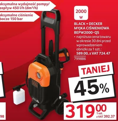 Myjka ciśnieniowa BLACK+DECKER BEPW2000-QS promocja w Selgros