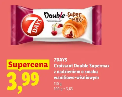 Croissant Double Supermax z nadzieniem o smaku waniliowo-wiśniowym 7Days promocja w Lidl
