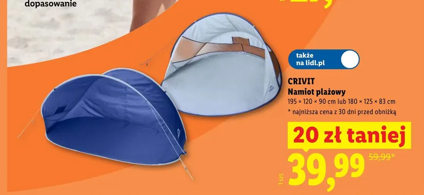 Namiot plażowy CRIVIT promocja w Lidl