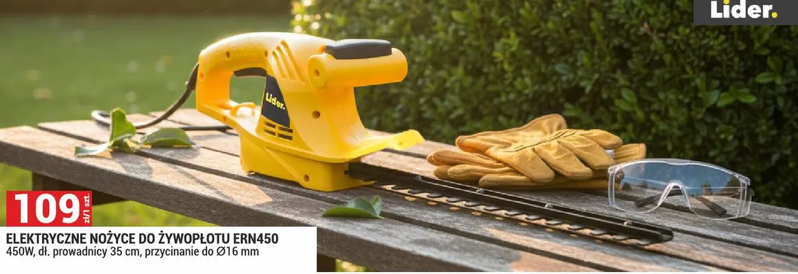 Elektryczne nożyce do żywopłotu ERN450 450W, dł. prowadnicy 35 cm, przycinanie do Ø16 mm promocja w Merkury Market