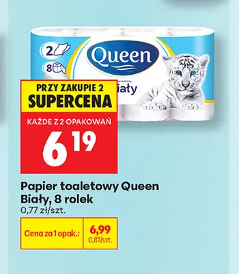 Papier toaletowy Queen Biały 8-pak promocja w Biedronka