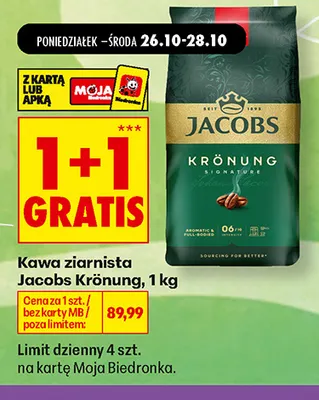 Kawa ziarnista Jacobs Krönung promocja w Biedronka