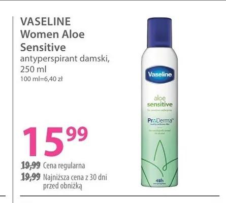 Antyperspirant damski Vaseline Aloe Sensitive promocja w Hebe