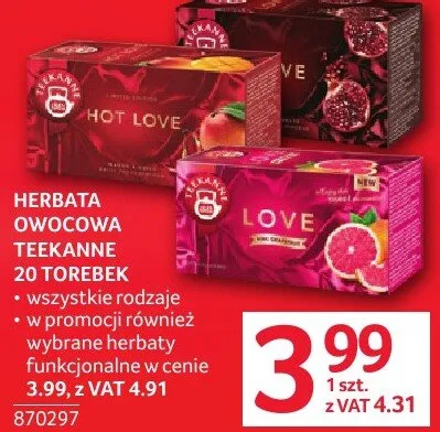 Herbata owocowa Teekanne 20 torebek wybrane rodzaje promocja w Selgros