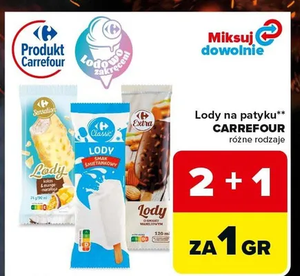 Lody na patyku Carrefour Sensation kokos & mango-marakuja promocja w Carrefour Market