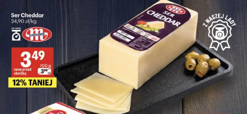 Ser Cheddar Mlekovita promocja w Delikatesy Centrum