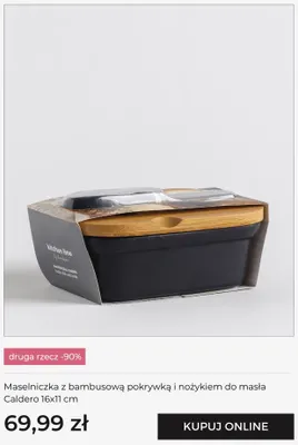Maselniczka z bambusową pokrywką i nożykiem do masła Caldero 16x11 cm home & you promocja w home&you