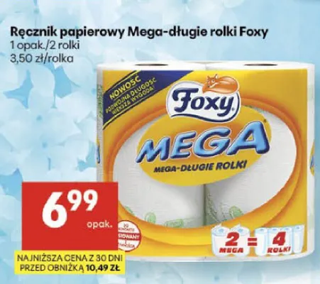 Ręcznik papierowy Mega-długie rolki Foxy promocja w Delikatesy Centrum