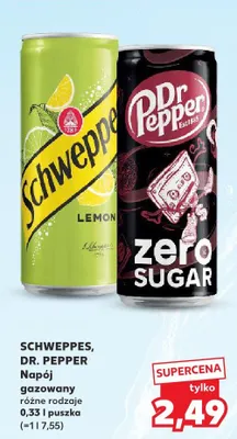 Napój gazowany Schweppes Lemon, Dr. Pepper Zero Sugar promocja w Kaufland