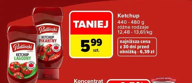 Ketchup łagodny Pudliszki promocja w Carrefour