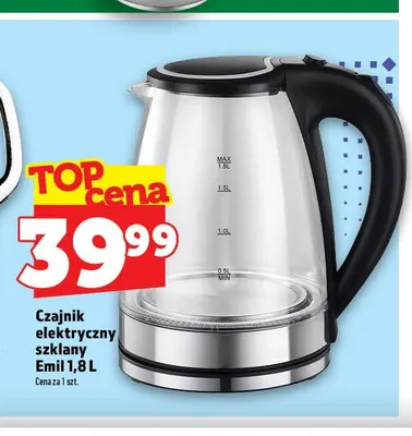 Czajnik elektryczny szklany Emil 1,8 l promocja w TOPAZ