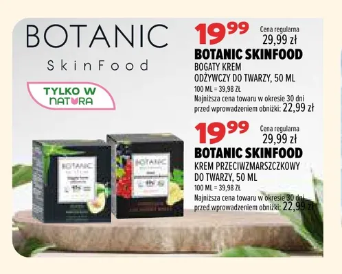 Krem przeciwzmarszczkowy do twarzy Botanic SkinFood promocja w Drogerie Natura