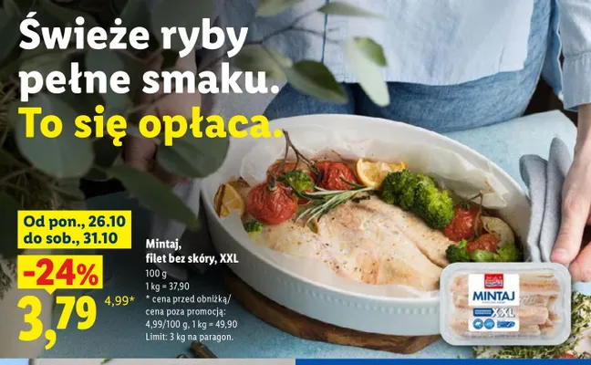 Mintaj filet bez skóry XXL promocja w Lidl