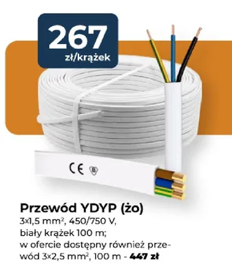 Przewód YDYP (żo) 3x2,5 mm² promocja w PSB Mrówka