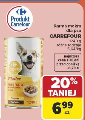 Karma mokra dla psa Carrefour Vitalive promocja w Carrefour