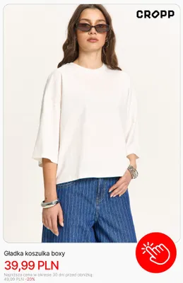 Koszulka gładka boxy Cropp promocja w Cropp