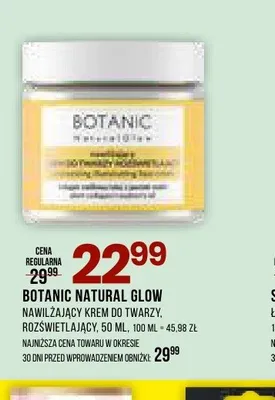 Nawilżający krem do twarzy rozświetlający Botanic Natural Glow promocja w Drogerie Natura