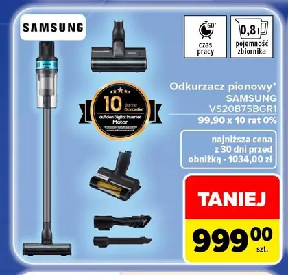 Odkurzacz pionowy Samsung VS20B75BGR1 promocja w Carrefour