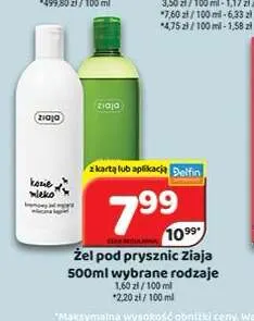 Żel pod prysznic Ziaja wybrane rodzaje promocja w Delfin