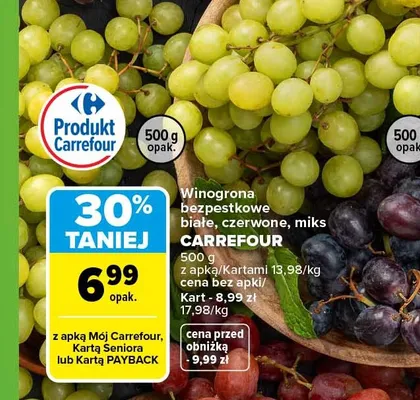 Winogrona bezpestkowe czerwone Carrefour promocja w Carrefour Market