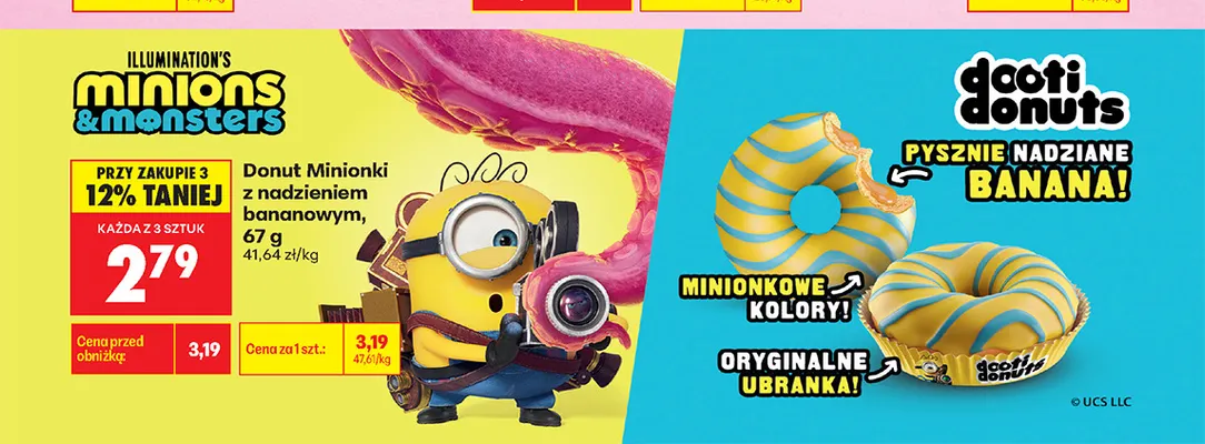 Donut Minionki z nadzieniem bananowym Dooti Donuts promocja w Biedronka
