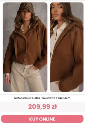 Nietoperzowa kurtka przejściowa z kapturem Renee promocja w Renee