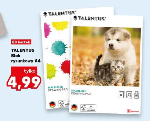 Blok rysunkowy A4 Talentus promocja w Kaufland