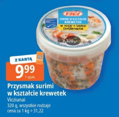 Przysmak surimi w kształcie krewetek promocja w Leclerc