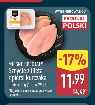 Sznycle z fileta z piersi kurczaka Mięsne Specjały promocja w Aldi