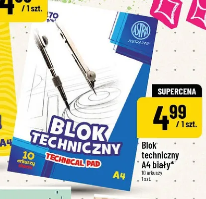 Blok techniczny A4 biały Astra promocja w POLOmarket