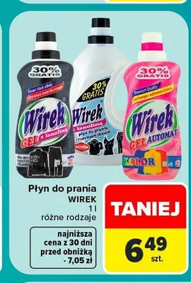 Płyn do prania Wirek Gel z lanoliną promocja w Carrefour