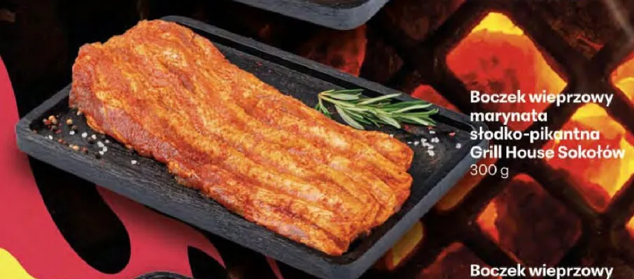 Boczek wieprzowy marynata słodko-pikantna Grill House Sokołów promocja w Delikatesy Centrum