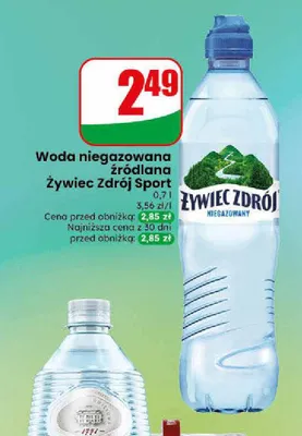 Woda niegazowana źródlana Żywiec Zdrój Sport promocja w Dino