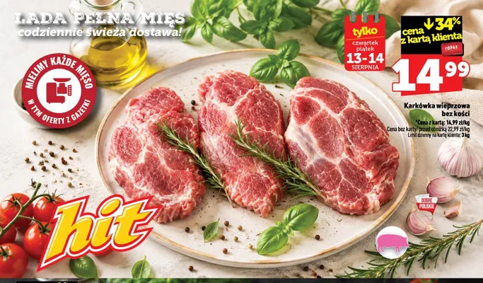 Karkówka wieprzowa bez kości promocja w TOPAZ