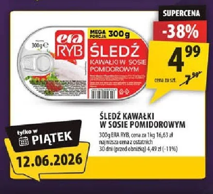 Śledź kawałki w sosie pomidorowym Era Ryb promocja w Arhelan