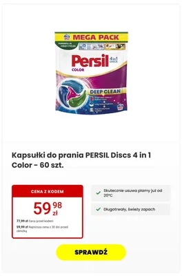 Kapsułki do prania Persil Discs 4 in 1 Color promocja w Media Expert