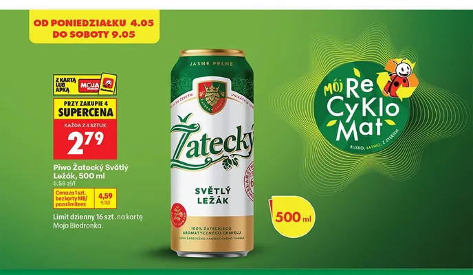 Piwo Žatecký Světlý Ležák promocja w Biedronka