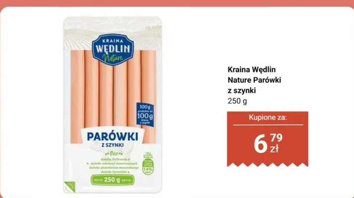 Parówki Kraina Wędlin Nature z szynki promocja w Biedronka