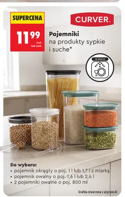 Pojemnik na produkty sypkie i suche okrągły z miarką 1,7 l Curver promocja w Biedronka