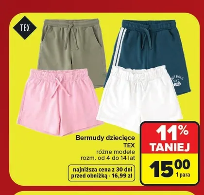 Bermudy dziecięce TEX promocja w Carrefour