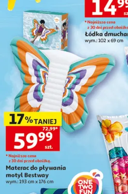 Materac do pływania motyl Bestway 193x176cm promocja w Auchan