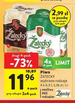 Piwo Žatecký 4-pak 500 ml promocja w Intermarche