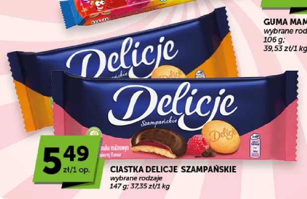 Ciastka Delicje Szampańskie o smaku malinowym promocja w Euro Sklep