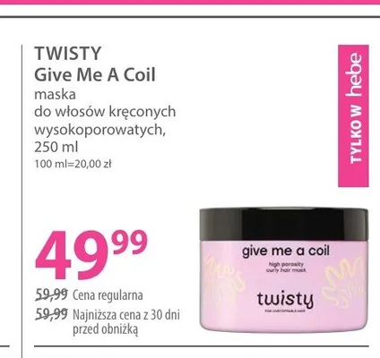 Maska do włosów Twisty Give Me A Coil promocja w Hebe