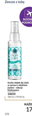 Suchy olejek do ciała w sprayu z olejkiem jojoba Avon Skin So Soft edycja limitowana promocja w AVON