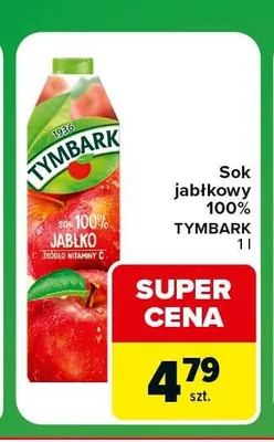 Sok jabłkowy 100% Tymbark promocja w Carrefour Express