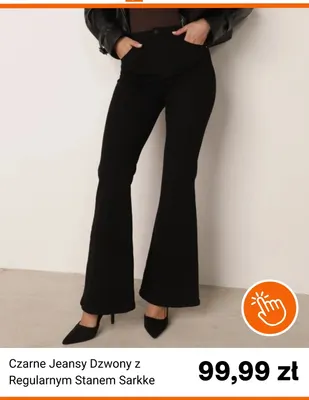 Czarne jeansy dzwony z regularnym stanem Sarkke born2be promocja w Born2be