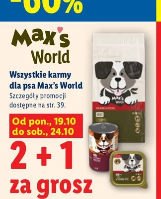 Karmy dla psa Max's World promocja w Lidl